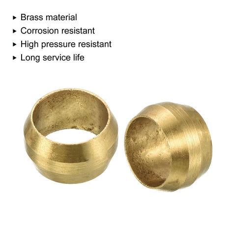 PATIKIL 6mm brass tube compression sleeve ferrules, 2 pcs shown, brass fittings