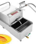Heavy Duty Commercial Deep Fryer Filter Machine 550W With 32L Min Fast Pump And Stainless Steel Cart For Restaurants Stores Keep Oil Fresh Clean, top view showing oil drainage system.