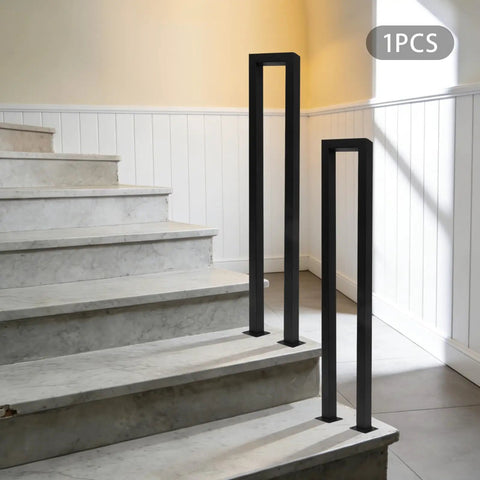 Dead Solid Three Foot U Shaped Staircase Handrail With Non Slip Grip Heavy Duty Galvanized Wrought Iron Railing for marble steps.