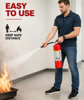Hella Tough 5 Pound Abc Dry Chemical Fire Extinguisher With Class 3A40Bc Rating used to put out fire safely indoors.
