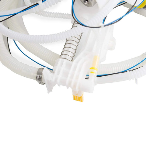 Close-up view of Passenger Side Fuel Pump And Sending Unit Assembly For Dodge Charger Challenger Magnum And Chrysler 300 2005 Through 2016 Direct Fit Replaces E7279A E7264A Gasoline Transfer Pump showing intricate tubing and components.