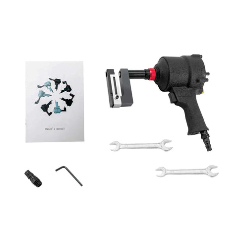 Pro Grade 8mm Pneumatic Hole Puncher Heavy Duty Metal Punching Gun with accessories and user manual