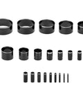 Leather Circle Cutter Tool Set With 21 Piece Pro Grade High Carbon Steel Punch Kit displayed in various round sizes