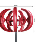600W Vertical Axis Wind Turbine Kit With 5 High Efficiency Blades 12V DC Generator, red finish, weatherproof aluminum frame