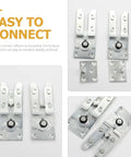 Heavy Duty Sectional Sofa Connectors Four Piece Set For Beefed Up Ultra Stable Couch Assembly Iron Furniture Clips That Will Not Deform Rust Resistant Clamp Hardware For Sofas Offices And Home Living Rooms, showcasing metal construction.