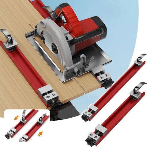 Adjustable Cutting Ruler For 4 To 6 Inch Saw Marble Tile Cutter with aluminum guide and dual locking clamps on wood surface.
