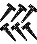 Heavy Duty T Hinges Six Pack Rust Proof Iron Build with six black T hinges for weather ready barns, sheds, and sturdy cabinets.