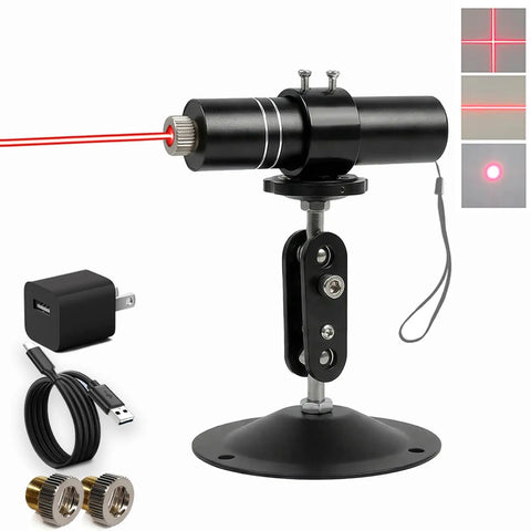 Three Head Red Laser Level With 2M Charger, 650nm Cross And Linear Laser Generator, Rechargeable Alignment Tool, and AC DC Adapter