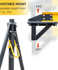 Heavy Duty Portable Gantry Crane 2 Ton 4400 Lb Load Capacity Adjustable Lift Rig showing height adjustment from 97 to 141 inches.