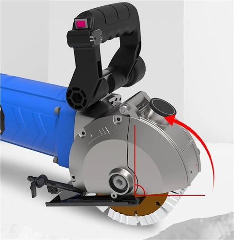 Heavy Duty Handheld Wall Chaser And Deep Slotting Rig For Brick Concrete Masonry Cuts showing compact design and precision blade.