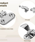 Two Toyosport 316 stainless steel boat latches with mounting holes, 4.3-inch heavy-duty toggle latches