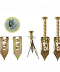 Self Tapping Screws With Drywall Anchors Kit For Plasterboard 10 Pieces Steel Expansion Anchors Yellow Zinc Plated Rust Resistant No Pre Drill Heavy Duty Wall Mount Support, 10-piece metal anchors