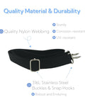 Four Pack Bimini Top Straps For Boats showing quality nylon webbing with 316L stainless steel buckles and snap hooks
