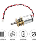 Mini N20 Gear Motor with full metal gearbox, DC micro motor for RC cars, robots, DIY toys, copper coil, metal gear, durable design.