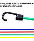 Heavy Duty Bungee Cord Set With Hooks In Jar, 25 Piece Latex Core Elastic Cords with plastic coated hook in multiple colors.