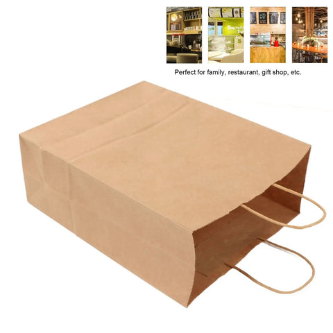 Kraft Paper Shopping Bags With Handles 50 Pack Reusable And Durable All Purpose For Grocery Runs Gifts Wrapping DIY Decor And Crafts