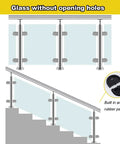 Heavy Duty Adjustable Stainless Steel Glass Railing Posts Flat Out Perfect For Securing Patios Decks And Walkways With A Smooth Clean Fit And Zero Hassle showcasing glass without opening holes.