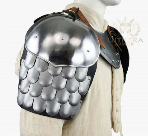 Heavy Duty Badass Medieval Iron Gorget And Spaulders Armor Set For Viking Crusader Pauldrons Steel Handmade Scale Armor.