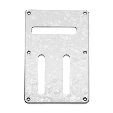 Guitar Back Panel Replacement Part For Electric Guitars, Lightweight Precision Fit, Protects Wiring And Boosts Style, Dope Rear Panel Upgrade With Sleek Finish For A Custom Look, white PVC design, rectangular shape with screw holes and wire slots.