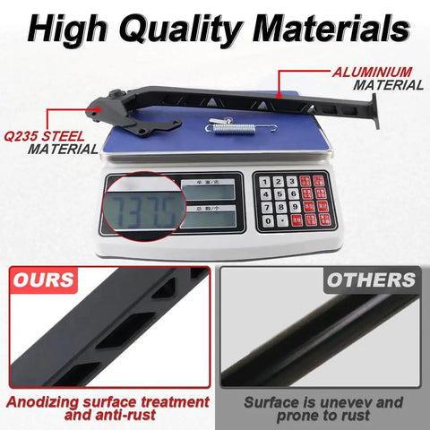 CRF150R Kickstand For Dirt Bike Side Stand Lightweight 6061 Aluminum With Large Footpad 2007-2021 model on digital scale