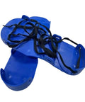 Lawn Aerator Shoes With Heavy Duty Adjustable Spiked Soles For Yard And Garden Aeration, blue plastic shoes with laces