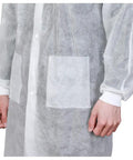 Disposable Lab Coats For Adults With Pockets White Lab Jackets With Knitted Cuffs And Collar Pack Of 10 Large Made From Low Linting