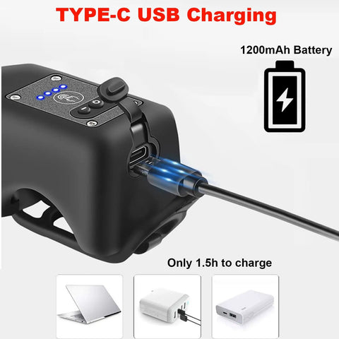 2 In 1 Bike Light And Horn With 110dB Siren Rechargeable Headlight For Night Riding Waterproof Handlebar Mount 5 Sound Modes Ideal For Ebikes And Scooters For Adults And Kids
