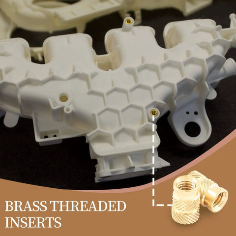 3D printed part with M5 Brass Heat Set Threaded Inserts Kit For Plastic 3D Printing, knurled insert nuts, brass construction