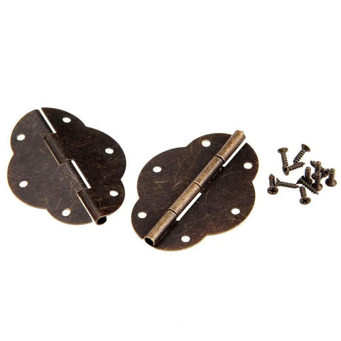 Two Pack Bronze Cabinet Hinges With Screws For Doors And Wood Boxes, Sturdy Bronze Finish, Easy Install Butt Hinge Set