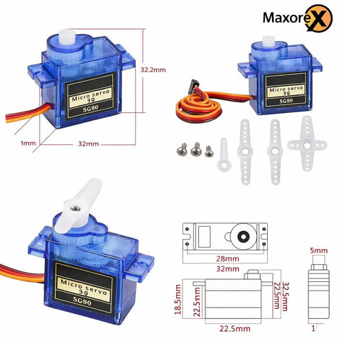 SG90 servo measurements for All In One Ready To Build RC Airplane Kit With A2212 KV1000 Motor 30A ESC Four Servos Two Propellers XT60