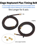 Neptune4 Plus X Y Belt Upgrade Kit 2GT Synchronous Drive Belts Non Slip RF Timing Belt 974mm X Axis 946mm Y Axis 6mm Copper Buckle Easy Install For FDM 3D Printer, belts and copper clips