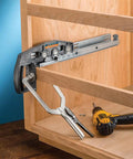 Top Shelf 21 Inch Undermount Drawer Slides Engineered For Seamless Full Extension Cabinet Glide with clamp tool installed.