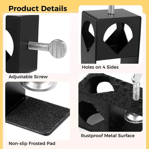 Outdoor Torch Clamp Kit With Six Mount Holders For Deck Rails Fence Posts Tables Porches Poles And Backyard Lighting Brackets Easy Install No Hassle Adjustable Four Sided Clamp Holes For Horizontal Or Upright Use