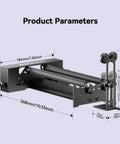 Longer laser engraver rotary roller with bracket; metal frame, 360° Y-axis rotation for cylindrical objects