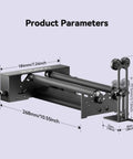 Level Up Your Shop With This Straight Fire 360 Degree Laser Rotary Roller And 8 Piece Riser Pads Kit For Ray 5 Engraver dimensions and design.