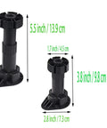 Adjustable Black Cabinet Leveler Legs 6 Pack With Easy Install Screws Height From About Four To Five Inches, Each Leg Supports Up To 330 Lbs, Moisture Resistant Furniture Feet For Kitchen And Bathroom Cabinets