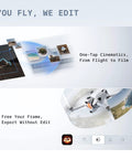 8K 360 Drone For Grownups Kids And Beginners Immersive Flying With Point-To-Fly Motion Control And Obstacle Avoidance Ultra Lightweight 249g Foldable Design Deep Track Auto Return 10Km Range Auto Edit Infinity Bundle With Propeller Guards showing editing features.