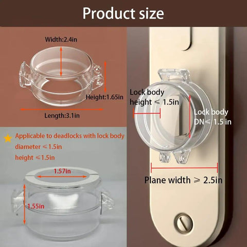 2 Pack Door Safety Deadbolt Locks For Kids Child Proof Large Size Deadbolt With Transparent Safety Cover Fits Most Standard Doors