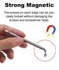 Hand holding a 9 Pack One Quarter Inch Hex Shank Long Magnetic Square Head Screwdriver Bit showing strong magnetic grip.