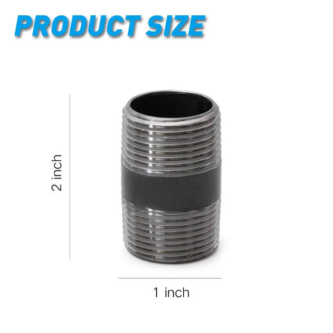 Industrial Pipe Nipple Set, 10 Pack Tough As Nails Heavy Duty Grey Iron Pre Cut Steel Pipes, 1 Inch By 2 Foot Threaded Nipples