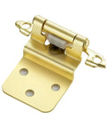 Game Changer Self Closing Soft Close Cabinet Hinges, 3/8 Inch Inset Brushed Gold Finish, 60 Pack close-up of gold hinge with soft close feature.