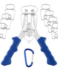 Eight Piece Miter Spring Clamps Set With Spring Loaded Pliers And Carabiner Adjustable From 0 To 2 Inches Solid Choice