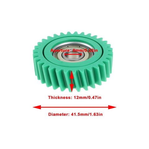 Green Three Pack Nylon Gear For Your Electric Bike Ride, 31T Drive Gear With 608 Bearing, 41.5mm OD, 12mm Thick, 8mm Bore