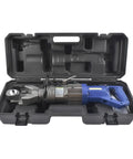 Getanye 5/8 Inch Electric Hydraulic Rebar Bender HRB-16 in case, showing steel rod bending machine with gray and blue details.