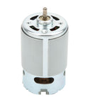 High Output RS-550 DC Electric Motor Packing 22000RPM Kicking Power For Hand Drills And Power Tools, Legit Solid Build For Audio Video Gear And PC Peripherals In Black, compact size, metal housing, top view.