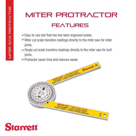 ProSite Miter Protractor Angle Finder With Two Laser Engraved Scales For Carpenters, Plumbers, And DIY Home Improvement, 505P-7