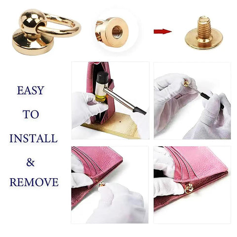 Heavy Duty Brass Ball Studs And Smooth Rotating D Rings To Freshen Up Your Leather Totes Wallets And Phone Covers For Dope Diy Hardware Builds Now, easy installation and removal process.
