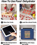 Step-by-step guide for using Premium Stainless Steel Food Dehydrator With Led Digital Touch Screen And Adjustable Timer.