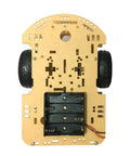 Top view of a 2WD Robot Car Chassis Kit With Universal Wheels For Arduino UNO R3 And Raspberry Pi Double Board DIY Starter System