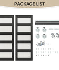 60-Inch By 80-Inch Sliding Closet Door With 5-Lite Frosted Glass Bypass, Hardware Kit And Matching Fascia